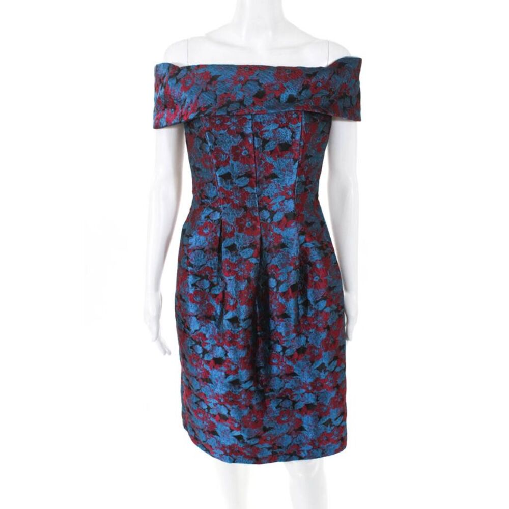 Slate & Willow Womens Blue Floral Jacquard Dress A Line Size 4 10692961